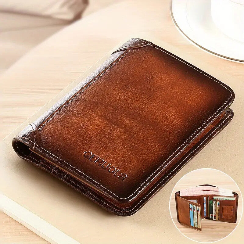 🔥Cartera café masculina de cuero elegante💰
